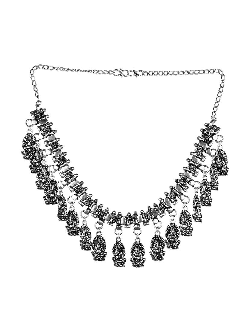silver oxidized tribal necklace - 16902536 - Zoom Image - 1