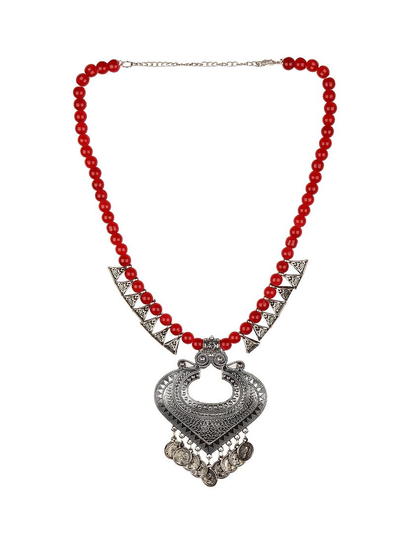 red silver oxidized tribal necklace - 16902576 - Zoom Image - 3
