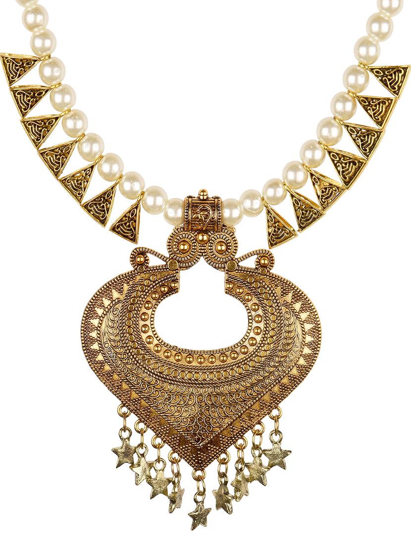 gold oxidized tribal necklace - 16902580 - Zoom Image - 2