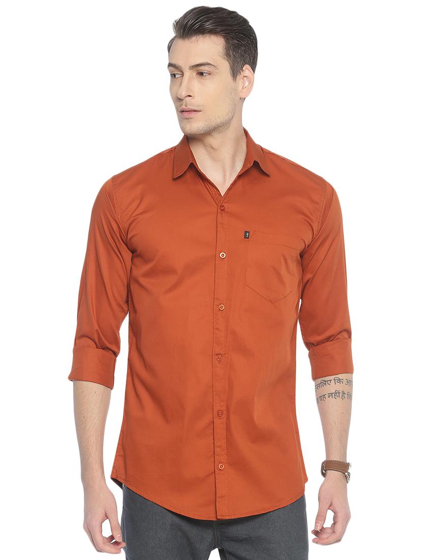 orange solid casual shirt - 16903357 - Zoom Image - 1