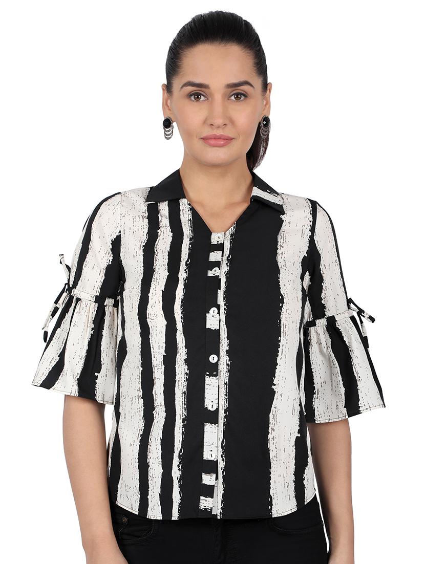 bell sleeved striped top - 16903598 - Zoom Image - 1