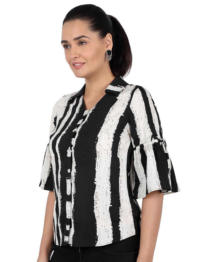 bell sleeved striped top - 16903598 - Zoom Image - 2