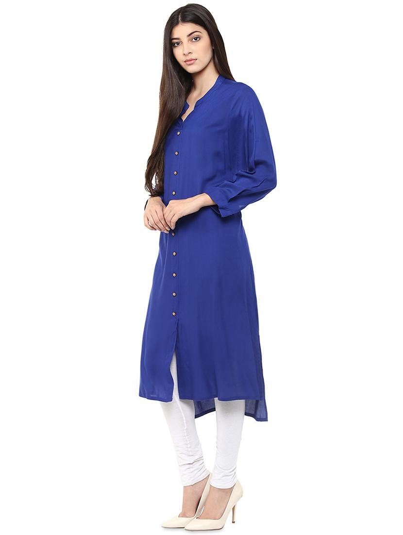solid high low kurta - 16904604 - Zoom Image - 2