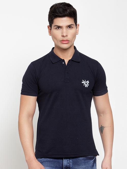 navy blue solid polo t-shirt - 16905725 - Very Small Image - 1