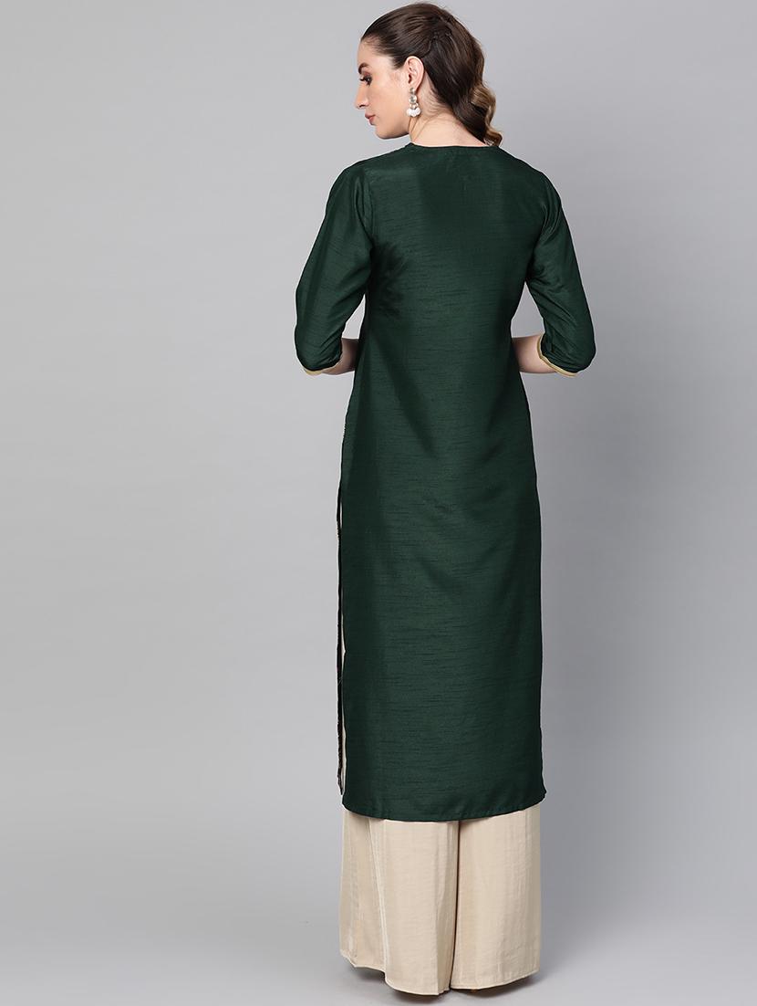 gold print straight kurta - 16906348 - Zoom Image - 3
