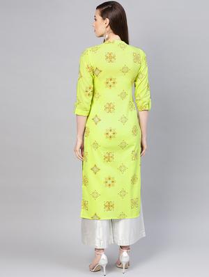 block print straight kurta - 16906400 - Standard Image - 3