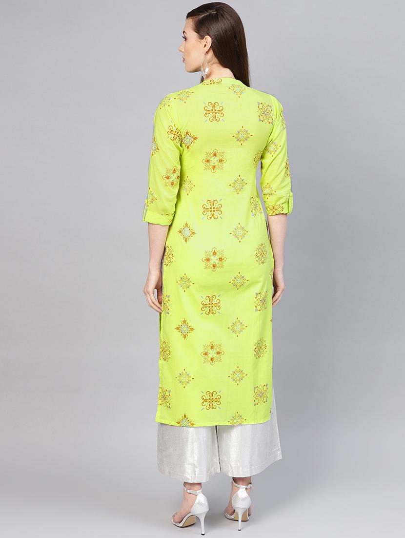 block print straight kurta - 16906400 - Zoom Image - 3