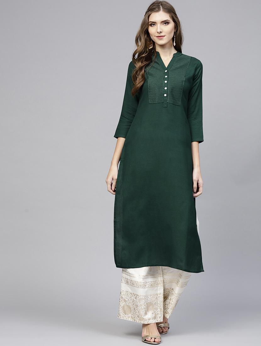tonal embroidered straight kurta - 16906417 - Zoom Image - 1
