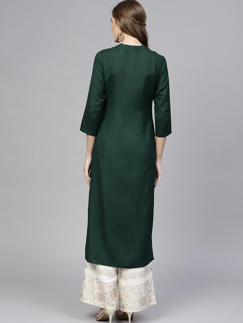 tonal embroidered straight kurta - 16906417 - Zoom Image - 3