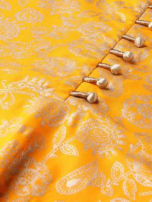 yellow cotton flared kurta - 16906460 - Standard Image - 4