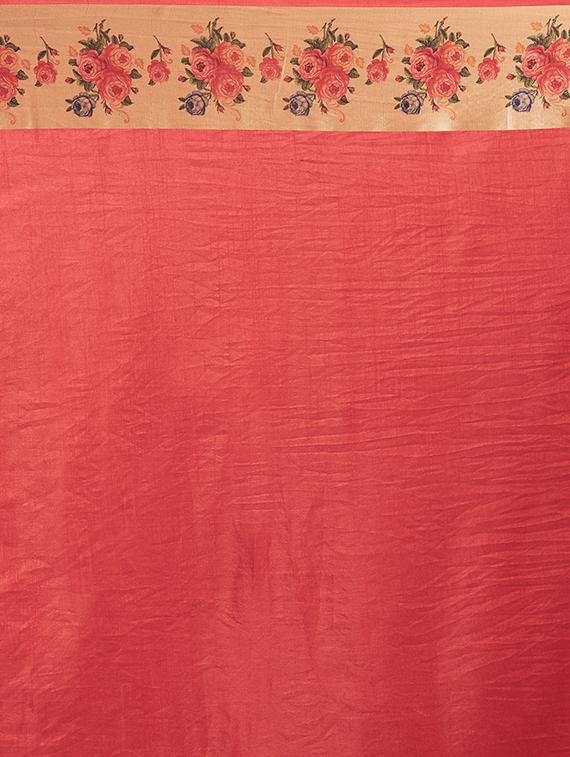 solid bordered woven saree with blouse - 16906495 - Zoom Image - 3