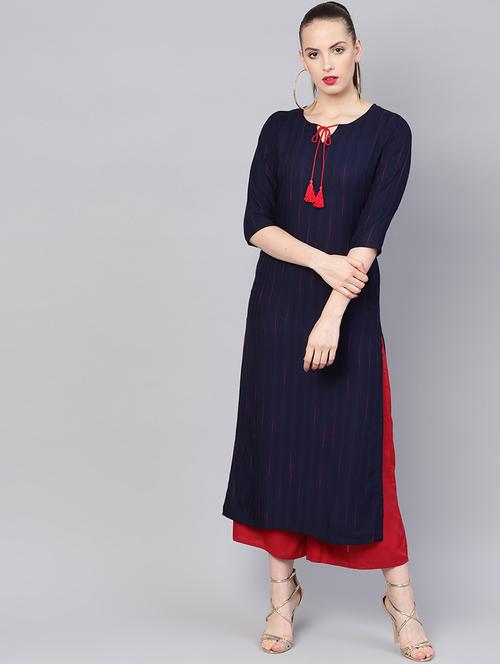 solid straight kurta - 16906844 - Standard Image - 1