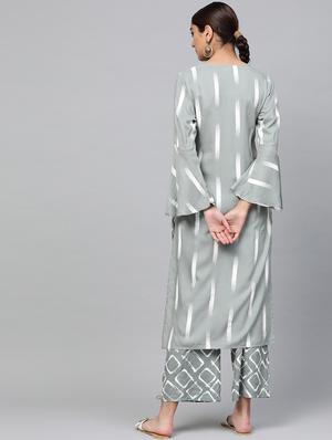 bell sleeves kurta palazzo set - 16906887 - Standard Image - 3