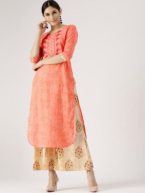 solid kurta palazzo set - 16906933 - Standard Image - 1