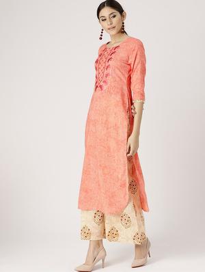 solid kurta palazzo set - 16906933 - Standard Image - 2
