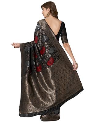 paisley kanjivaram saree with blouse - 16907019 - Standard Image - 2