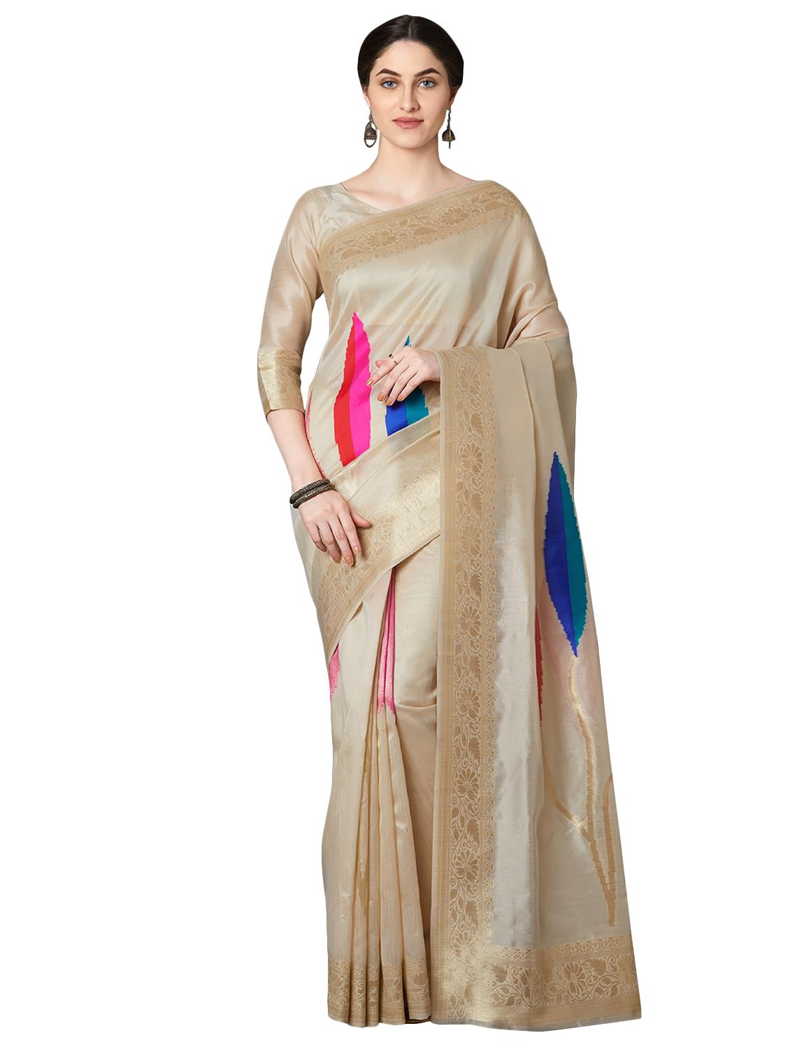 self design kanjivaram saree with blouse - 16907034 - Zoom Image - 1
