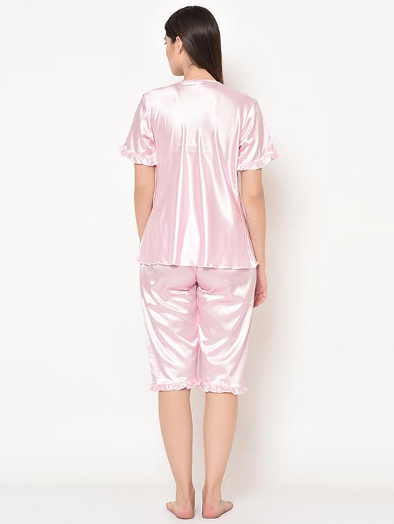 lace detail satin nightwear capri set - 16907969 - Zoom Image - 3