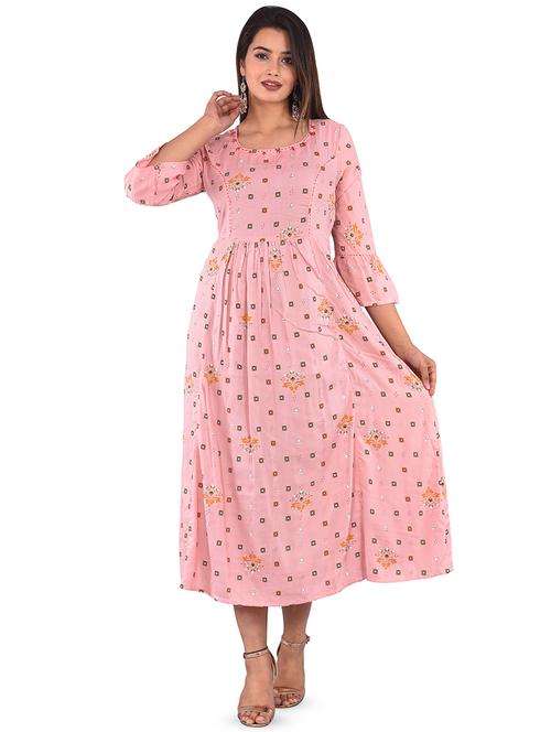 floral print flared ethnic dress - 16908261 - Standard Image - 1