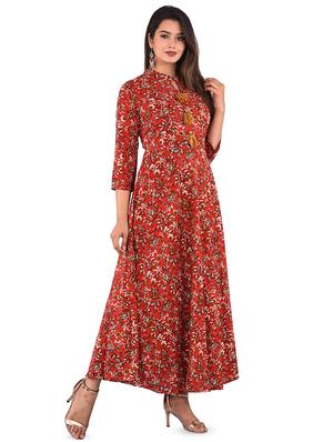 floral print flared ethnic dress - 16908262 - Standard Image - 2