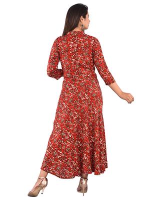 floral print flared ethnic dress - 16908262 - Standard Image - 3