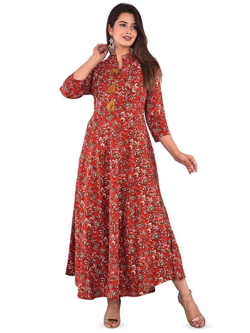 floral print flared ethnic dress - 16908262 - Zoom Image - 1