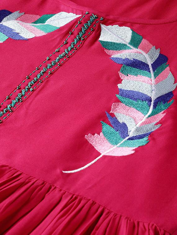 embroidered detail gathered maxi dress - 16908890 - Zoom Image - 4