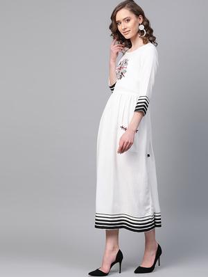 embroidered detail gathered a-line dress - 16908892 - Standard Image - 2