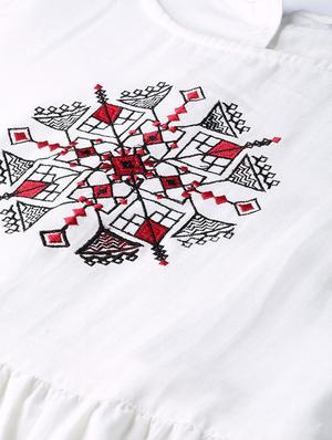 embroidered detail gathered a-line dress - 16908892 - Standard Image - 4