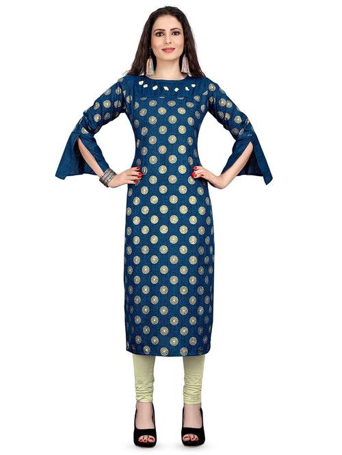 gold print straight kurta - 16908964 - Standard Image - 1