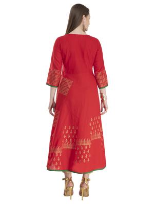 gold print flared kurta - 16909492 - Standard Image - 3