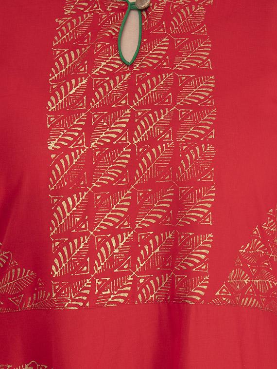 gold print flared kurta - 16909492 - Zoom Image - 4