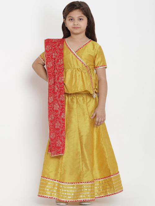 yellow silk blend lehnga choli - 16909783 - Standard Image - 1