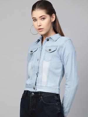 contrast panel denim jacket - 16909807 - Standard Image - 2