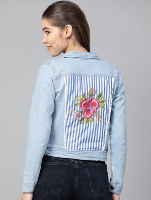 contrast panel denim jacket - 16909807 - Standard Image - 3