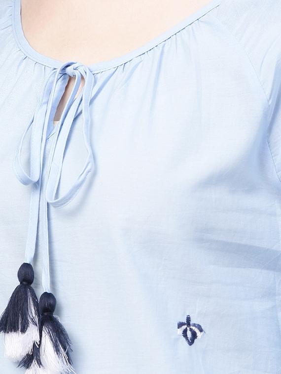 tie up neck embroidered detail top - 16909823 - Zoom Image - 5