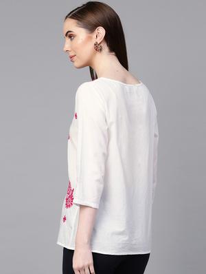 tie up neck embroidered detail top - 16909824 - Standard Image - 3