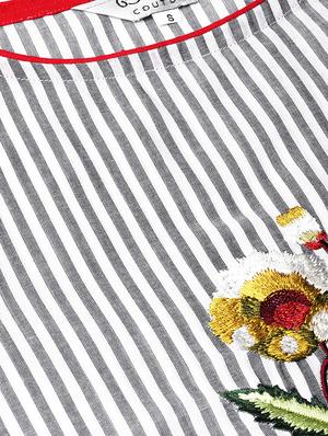 embroidered detail striped top - 16909839 - Standard Image - 5