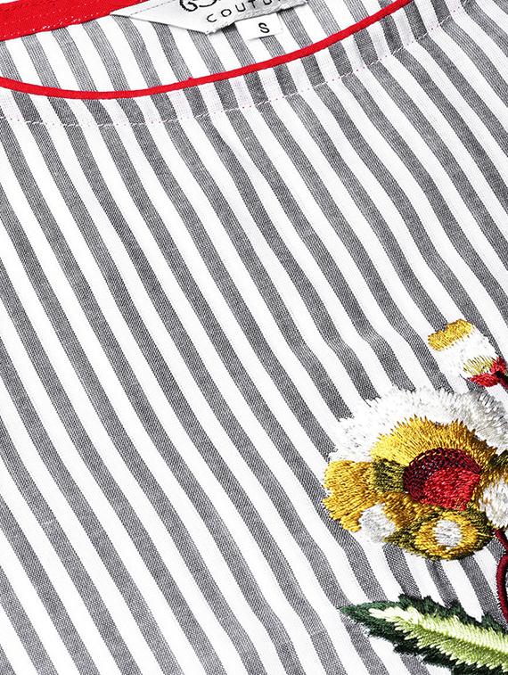 embroidered detail striped top - 16909839 - Zoom Image - 5