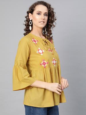 embroidered detail bell sleeved top - 16909842 - Standard Image - 2