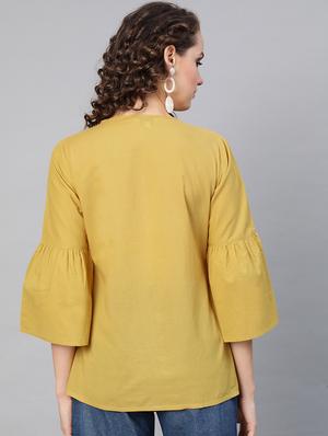 embroidered detail bell sleeved top - 16909842 - Standard Image - 3