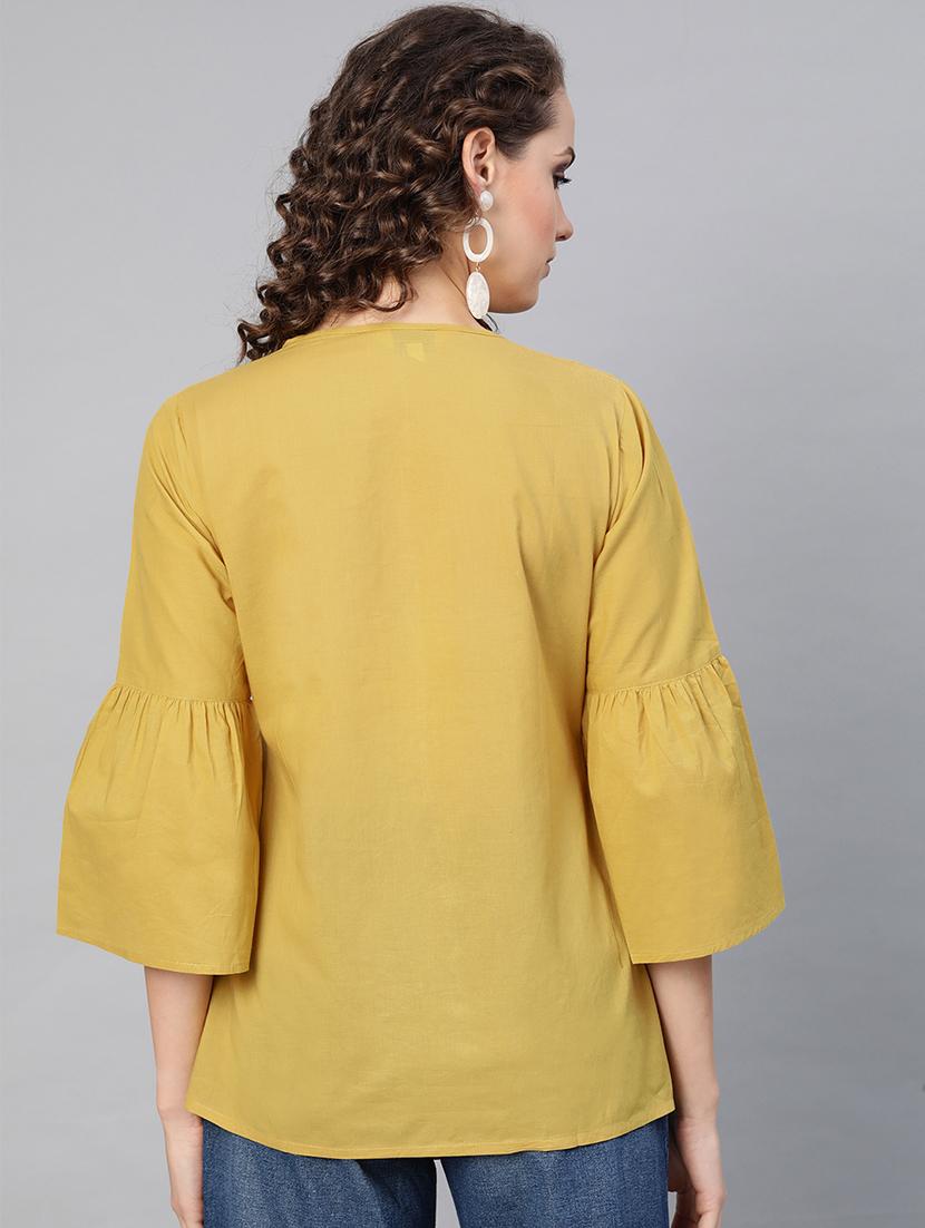 embroidered detail bell sleeved top - 16909842 - Zoom Image - 3