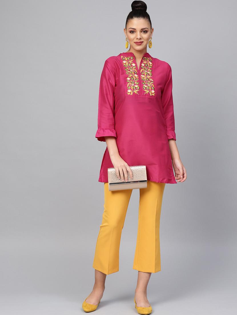 pink silk aline kurti - 16909845 - Zoom Image - 4