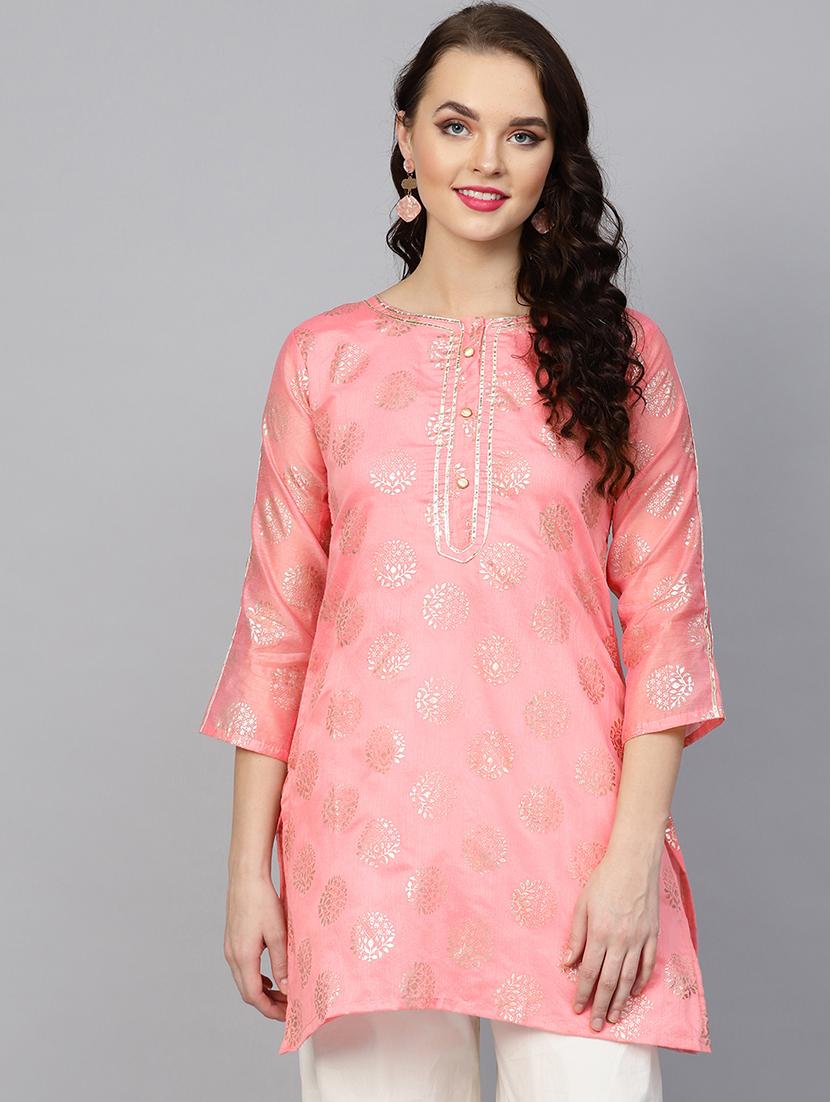 pink silk aline kurti - 16909846 - Zoom Image - 1