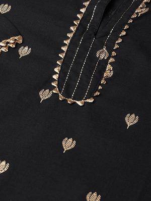 black cotton blend aline kurti - 16909852 - Standard Image - 5