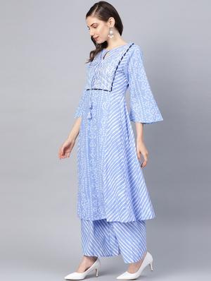 bandhani kurta palazzo set - 16909868 - Standard Image - 2