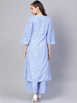 bandhani kurta palazzo set - 16909868 - Standard Image - 3