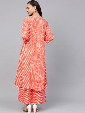 bandhani kurta palazzo set - 16909869 - Standard Image - 3