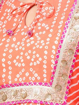 bandhani kurta palazzo set - 16909869 - Standard Image - 4