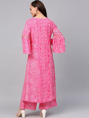 bandhani kurta palazzo set - 16909870 - Standard Image - 3